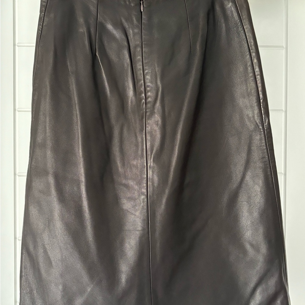 Vintage Les Copains Chocolate Brown Buttery Soft Leather Skirt